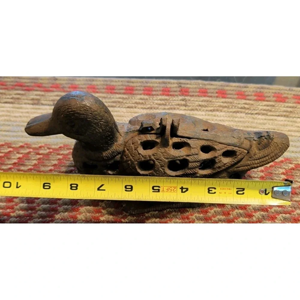 Vintage Heavy Cast Iron Duck Bird Mallard Tea Light Garden Table Decor Lantern